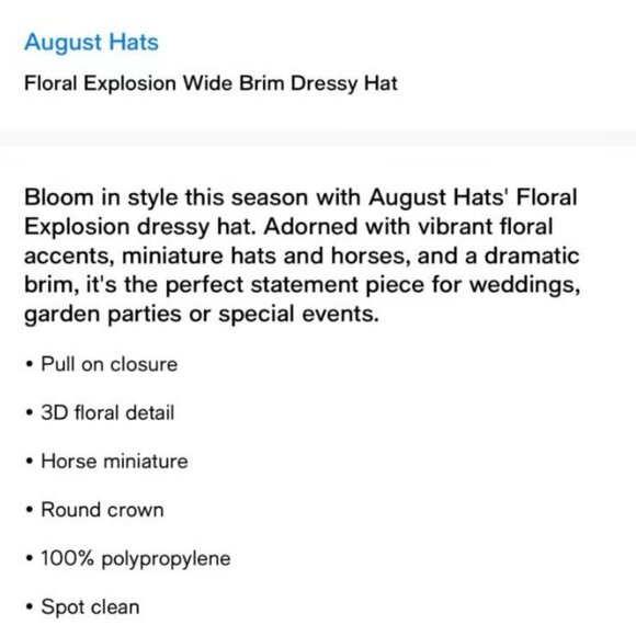 Vintage August Hats Floral Wide Brim Dressy Hat Rare NWT - A142